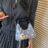 Polka Dot Ruched Handle Crossbody Bag