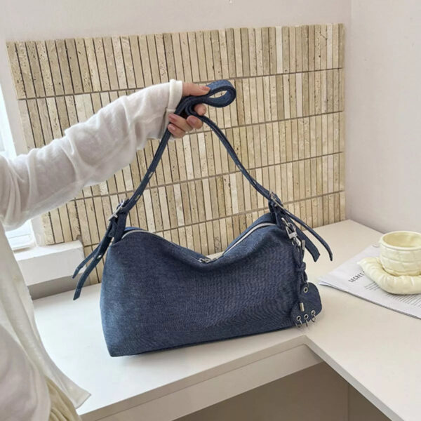 Adjustable Strap Denim Shoulder Bag