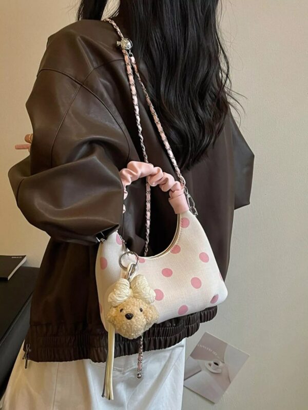 Polka Dot Ruched Handle Crossbody Bag