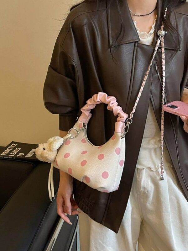 Polka Dot Ruched Handle Crossbody Bag