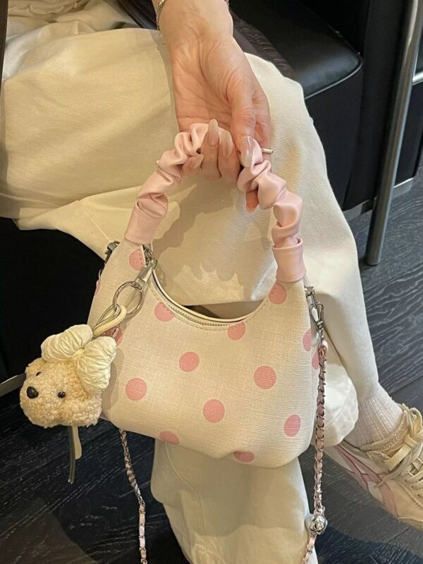 Polka Dot Ruched Handle Crossbody Bag
