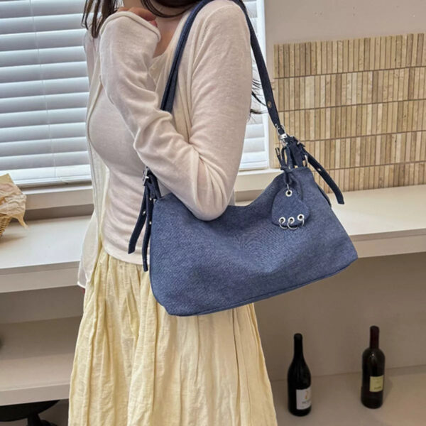 Adjustable Strap Denim Shoulder Bag