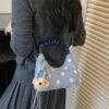 Polka Dot Ruched Handle Crossbody Bag