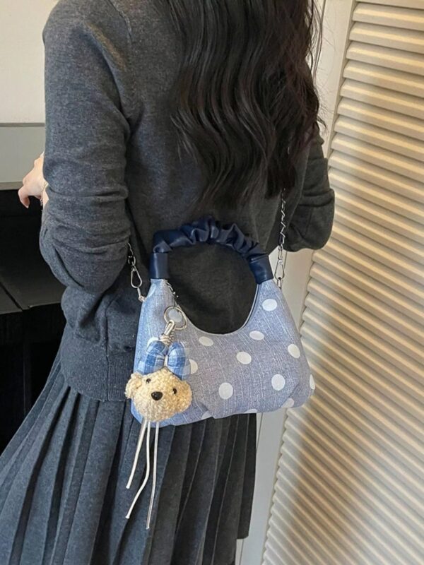 Polka Dot Ruched Handle Crossbody Bag