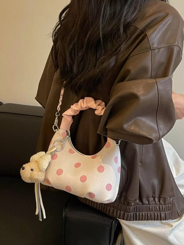 Polka Dot Ruched Handle Crossbody Bag