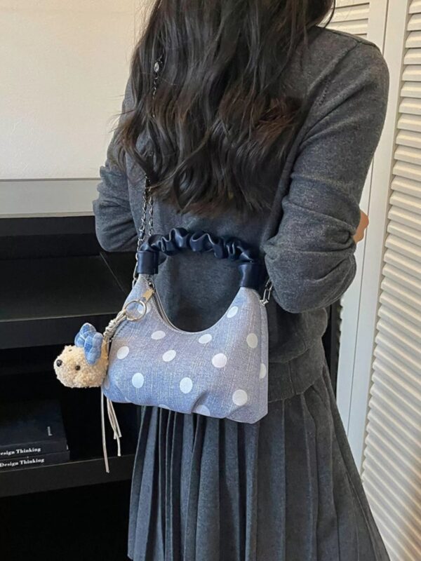 Polka Dot Ruched Handle Crossbody Bag