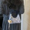 Polka Dot Ruched Handle Crossbody Bag