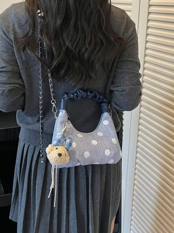 Polka Dot Ruched Handle Crossbody Bag