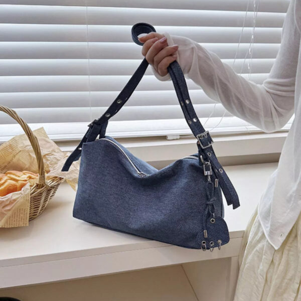 Adjustable Strap Denim Shoulder Bag