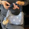 Polka Dot Ruched Handle Crossbody Bag