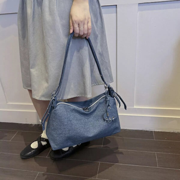 Adjustable Strap Denim Shoulder Bag
